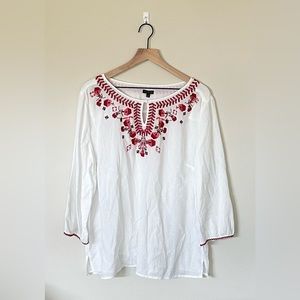 Talbots Embroidered Boho Blouse